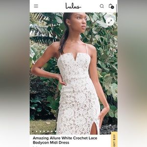 Lulus Amazing Allure White Crochet Lace Bodycon Midi Dress